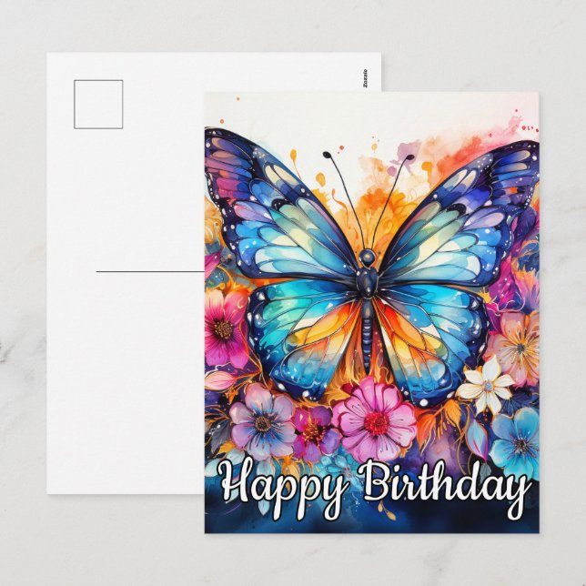 Pretty Springtime Butterfly & Floral Collage Holiday Postcard (Front/Back)