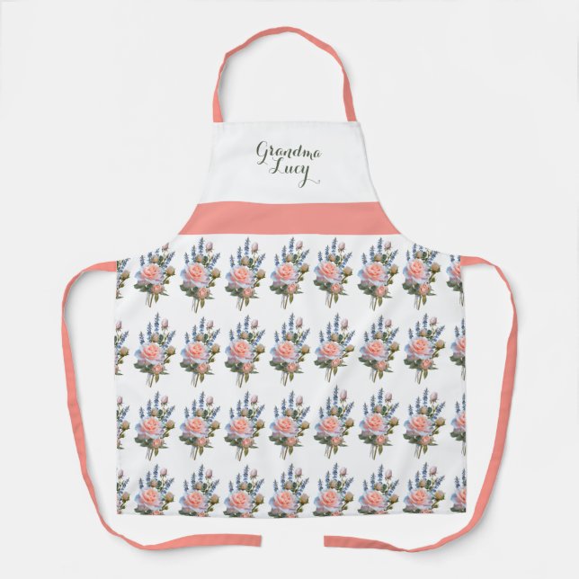 Pretty Springtime Floral Print Personalised Apron (Front)