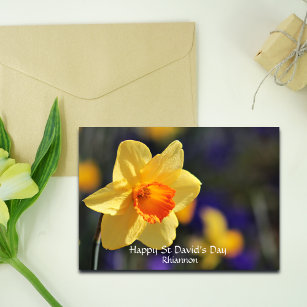 Pretty St David's Day Personalised Daffodil Card