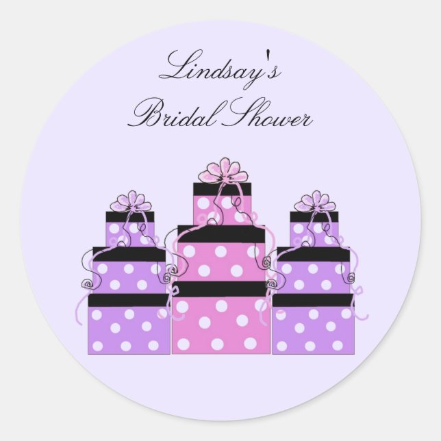 Pretty Stacked Bridal Shower Packages Classic Round Sticker (Front)