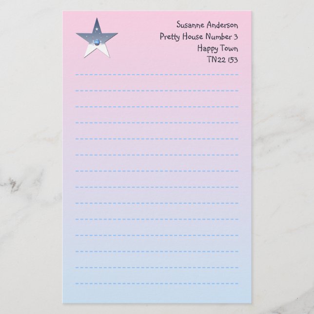 Pretty Star Writing Paper for Children (Front)