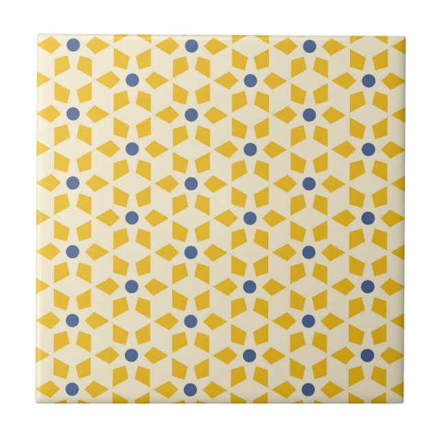 Pretty Starburst Pattern in Yellow & Blue Tile (Front)