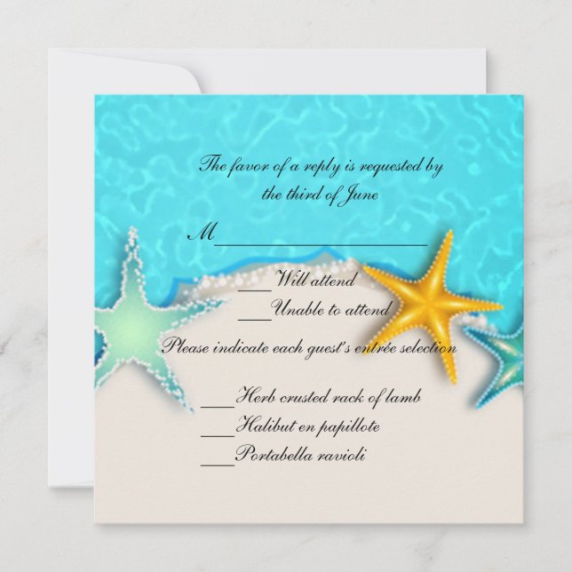 Pretty Starfish Summer Beach Response Card (Front)