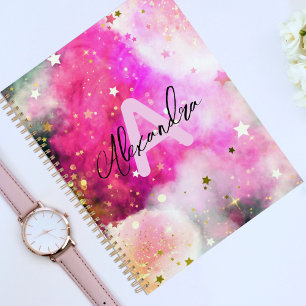 Pretty Stars Pink Clouds And Fancy Chic Script  Planner