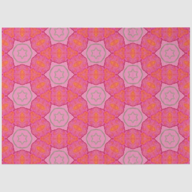 Pretty Stars Rosy Pink and Orange Tissue Paper (Front)