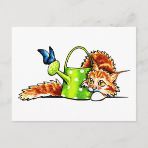 Pretty Stealthy Orange Tabby Maine Coon Postcard