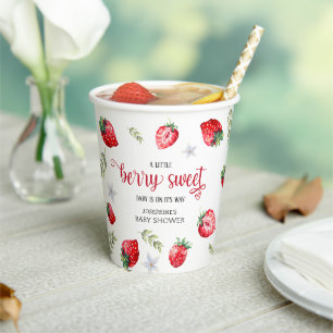 Pretty Strawberry 'Berry Sweet' Baby Shower Paper Cups
