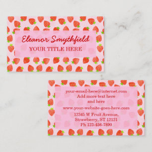 Pretty Strawberry Cream Pattern Personalised Business Card