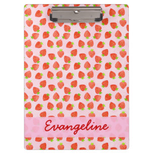 Pretty Strawberry Cream Pattern Personalised Clipboard