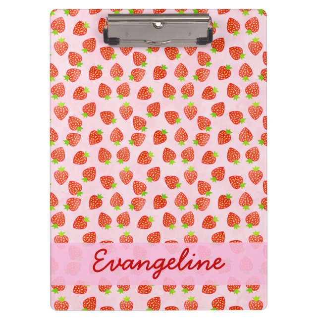 Pretty Strawberry Cream Pattern Personalised Clipboard (Front)
