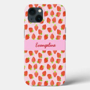 Pretty Strawberry Cream Pattern Personalised iPhone 13 Case