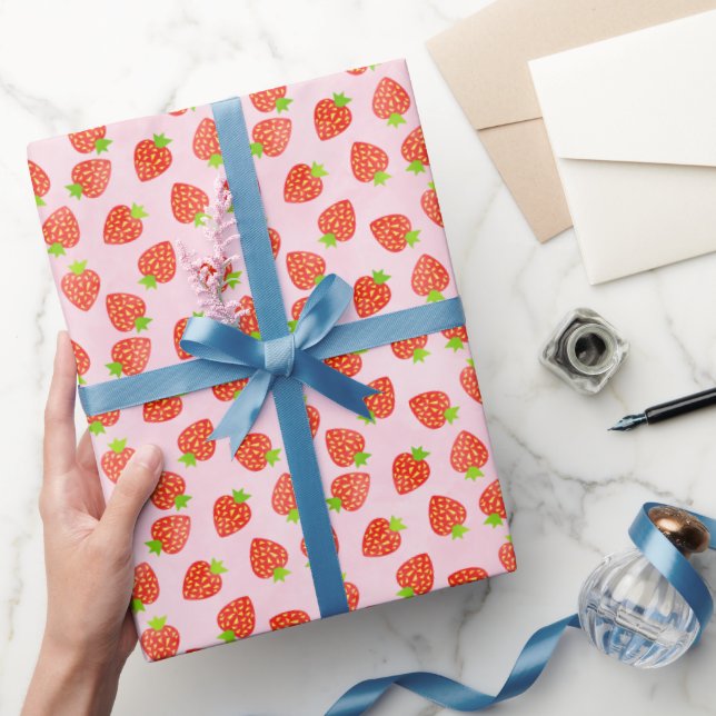 Pretty Strawberry Cream Pattern Wrapping Paper (Gifting)