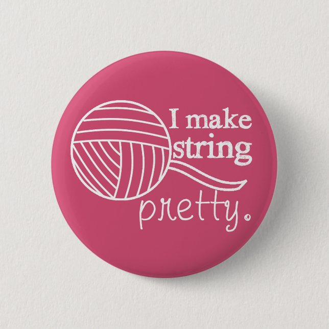 Pretty String/Yarn {Dark} 6 Cm Round Badge (Front)