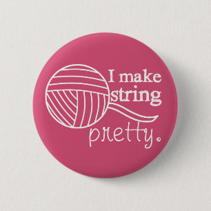 Pretty String/Yarn {Dark} 6 Cm Round Badge