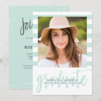 Pretty Stripes EDITABLE COLOR Graduation Invite