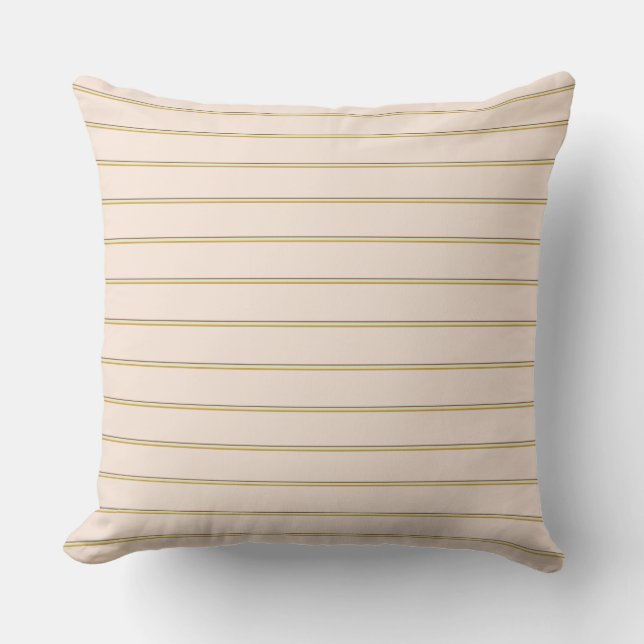 Pretty stripes in natural colours on pale pink cushion (Front)