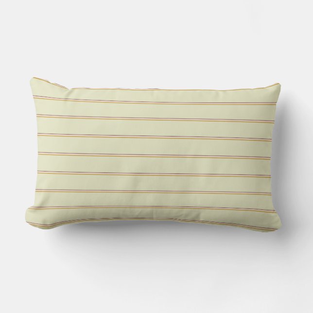 Pretty stripes in natural colours on pastel green lumbar cushion (Front)