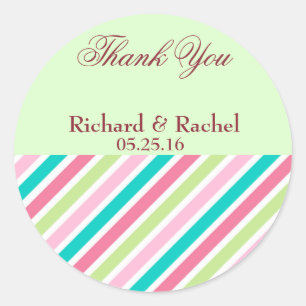 Pretty Stripes Thank You Classic Round Sticker