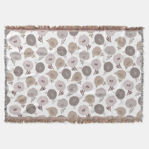 Pretty Stylised Floral Pattern Throw Blanket