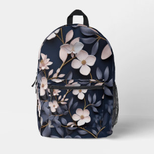 Pretty Stylish Elegant White Floral Pattern Printed Backpack
