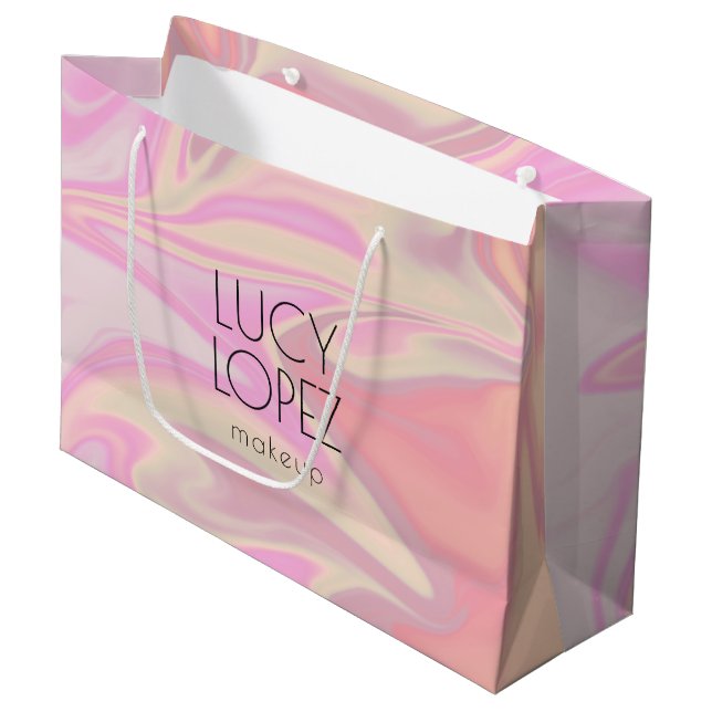 Pretty stylish modern elegant chick holographic large gift bag (Front Angled)