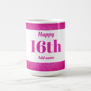 Pretty stylish personalised birthday mug gift 16th