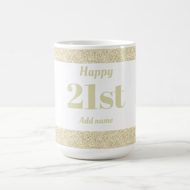 Pretty stylish personalised birthday mug gift 21st (Center)