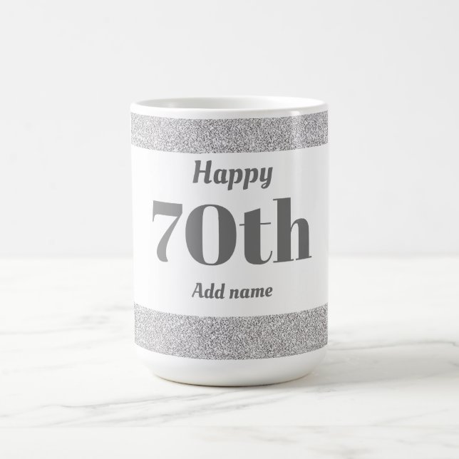 Pretty stylish personalised birthday mug gift 70th (Center)