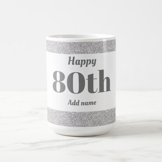 Pretty stylish personalised birthday mug gift 80th (Center)