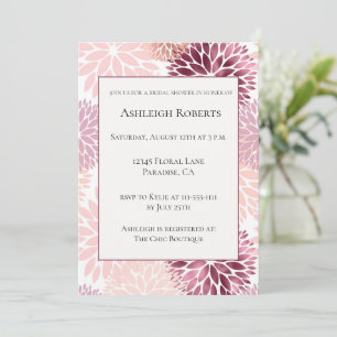 Pretty Stylish Pink Burgundy Floral Bridal Shower Invitation