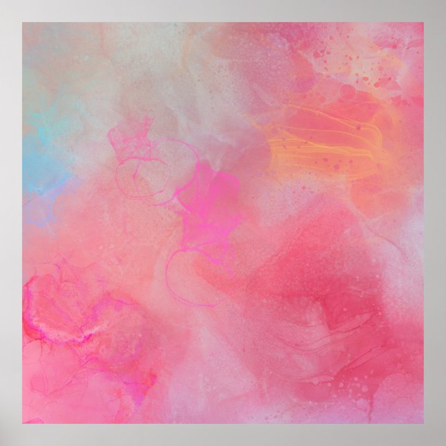 Pretty Stylish Rose Pink Watercolor Ink Poster (Front)