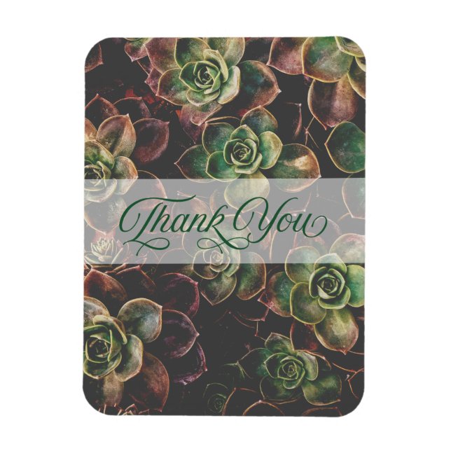 Pretty Succulent Plants Thank You Magnet (Vertical)