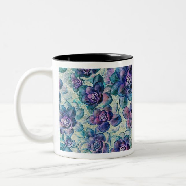 Pretty #Succulent Plants Two-Tone Coffee Mug (Left)