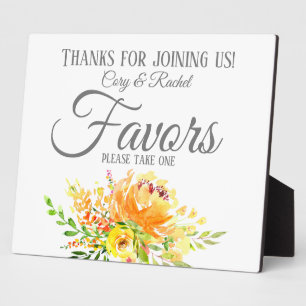 Pretty Summer Bouquet Wedding Favours Sign Plaque