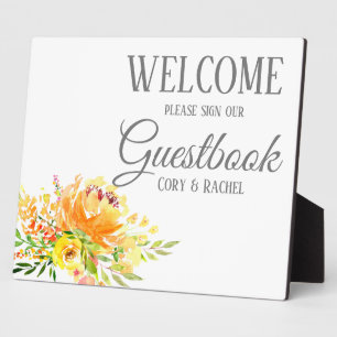 Pretty Summer Bouquet Wedding Guestbook  Plaque