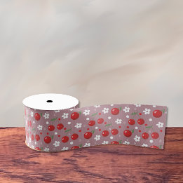 Pretty Summer Cherry Pattern Ribbon Grosgrain Ribbon