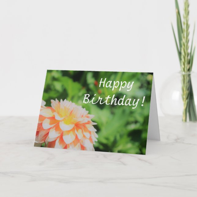 Pretty Summer Dahlia 'Happy Birthday' Card (Front)