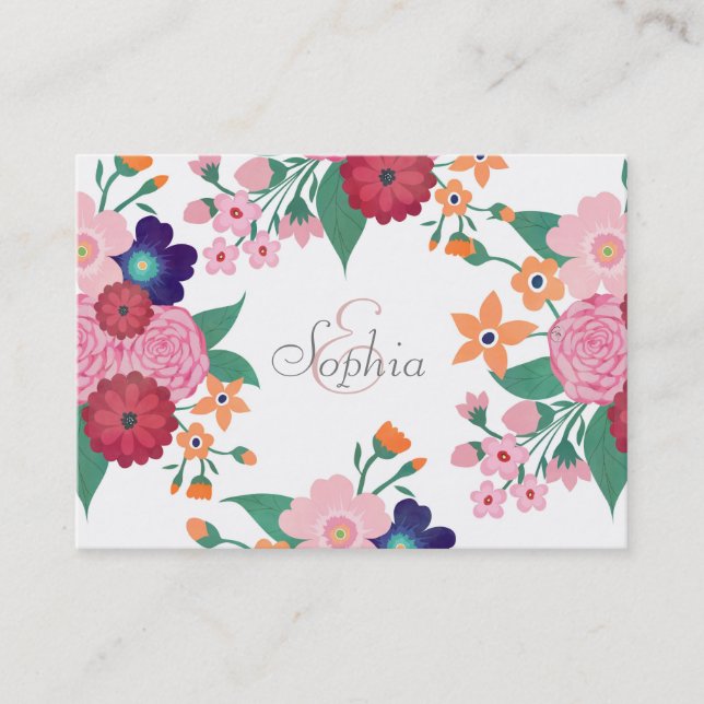 Pretty summer flowers design business card (Front)