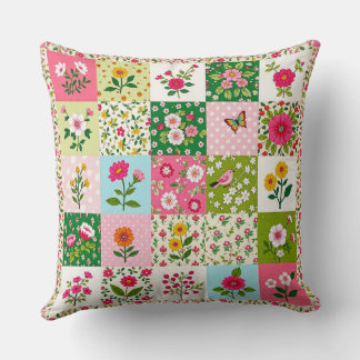 Pretty Summer Patchwork Cushion. Cushion