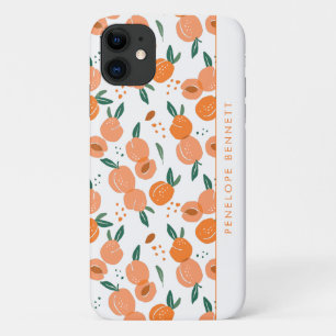 Pretty Summer Peach Pattern   Monogram iPhone 11 Case