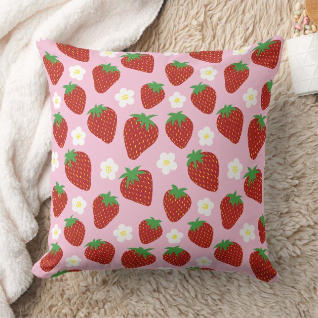 Pretty summer strawberry pattern cushion (Blanket)