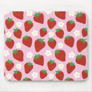 Pretty summer strawberry pattern mouse mat