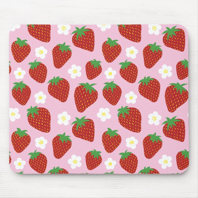 Pretty summer strawberry pattern mouse mat (Front)