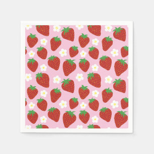 Pretty summer strawberry pattern napkin