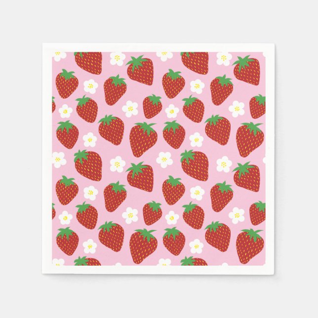 Pretty summer strawberry pattern napkin (Front)