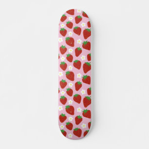 Pretty summer strawberry pattern skateboard