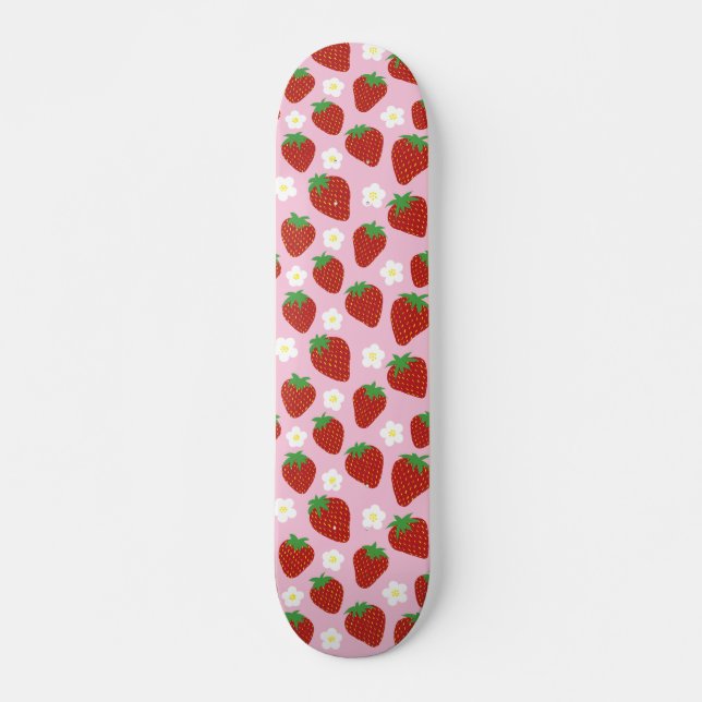 Pretty summer strawberry pattern skateboard (Front)