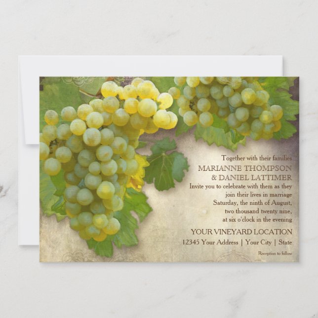 Pretty Summer Wine Country Vineyard Rustic Wedding Invitation (Front)