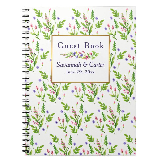Pretty Summertime Flowers Wedding Guest Book (Front)