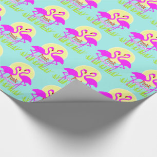 Pretty Summery Pink Flamingo Sunrise Wrapping Paper
